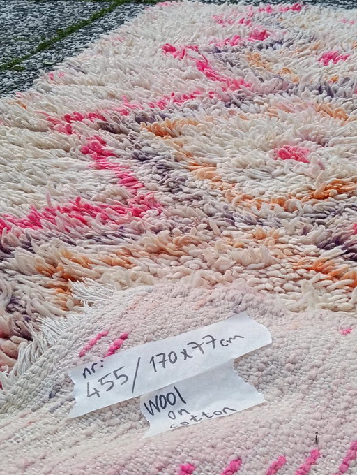 Hand-knotted Berber wool rug 170x77cm