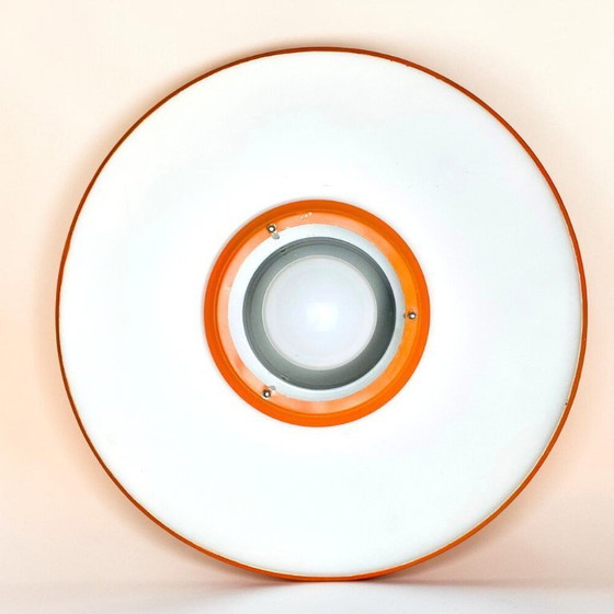 Image 1 of Grote oranje metalen eetkamerlamp in Space Age Scandinavische moderne stijl, jaren 70.