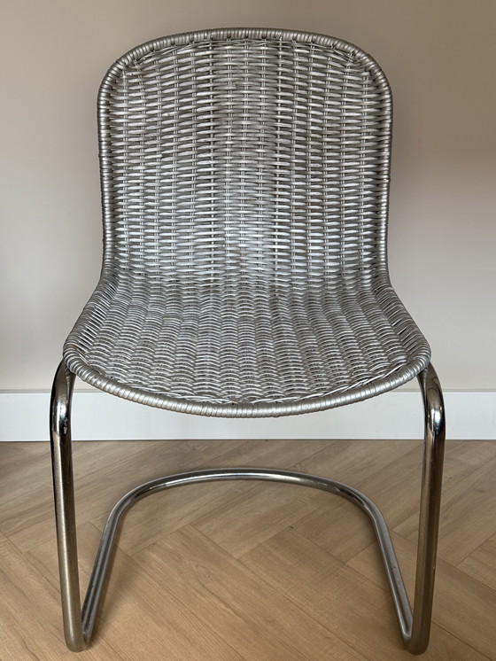 Image 1 of Rattan Rohrgestell Stuhl (Silber)