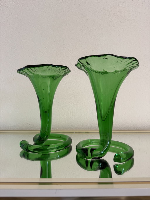 Vases cornet verre soufflé années 60