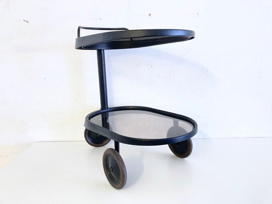 Image 1 of Alessi Emsta serveerwagen, ontwerp van Enzo Mari, postmodernistische Memphis-periode uit de jaren 80