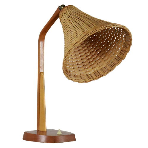 Vintage Tischlampe aus Rattan