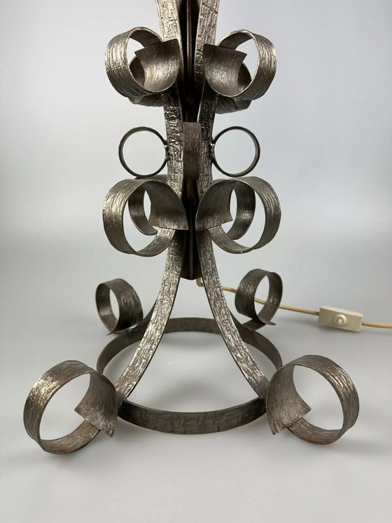 Image 1 of 60s 70s Brutalistische vloerlamp ijzer & glas vloerlamp Mid Century