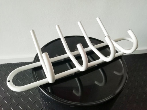 Vintage white wall coat rack 1980s