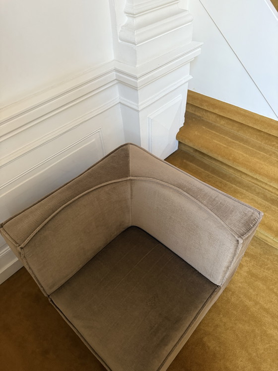 Image 1 of Modular vintage design sofa in brown velvet – 1970s Italian