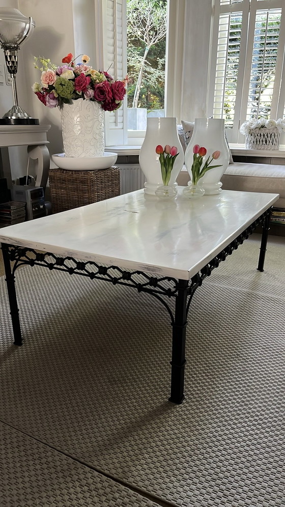Solid wood Coffee table with knotted iron base, Black (photo 3 of 5)