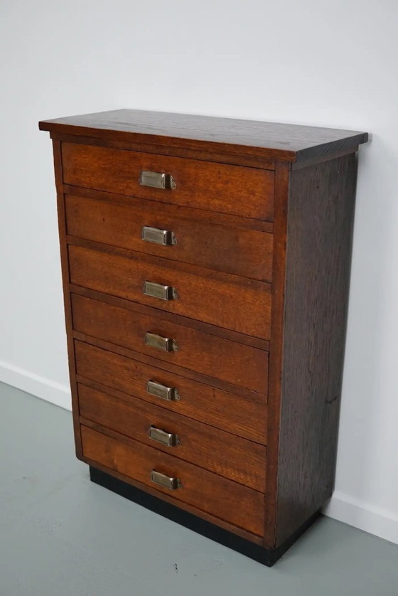 Image 1 of Dutch oak apothecary/archive cabinet, 1930s