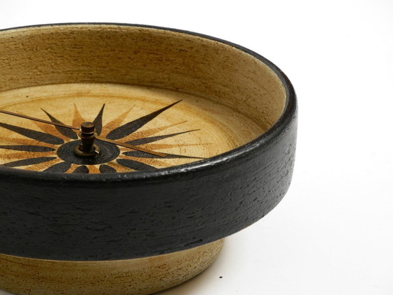 Image 1 of Precioso reloj de pared redondo de cerámica de los años 70 hecho a mano