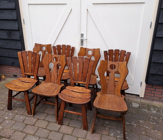 8x Brutalist oak Dining chairs – Wood (photo 2 of 5)