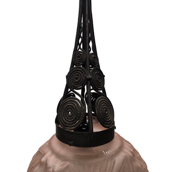 Image 1 of French Art Deco pendant lamp by Muller Freres Luneville, ca. 1930