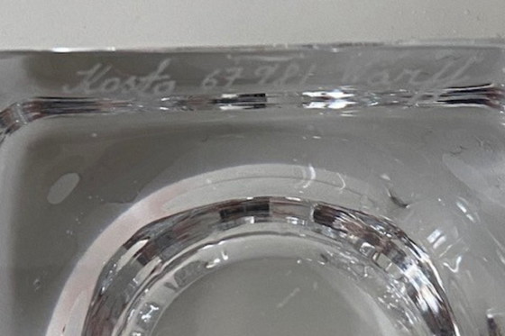 Image 1 of Kosta Boda Svezia Goran Warff 2 pesanti portacandele votive vintage a forma di cubo di cristallo