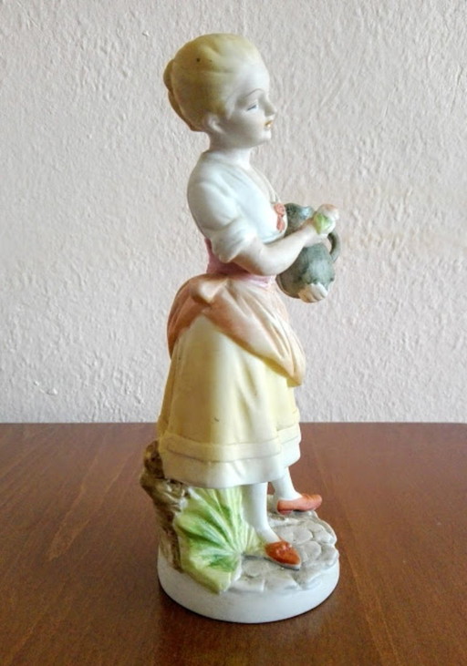 Figurina in porcellana vintage, damigella d'onore