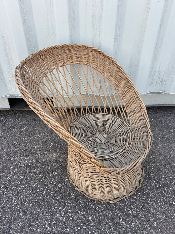 Image 1 of Wicker lounge set, 3 armchairs and a table, 1970s