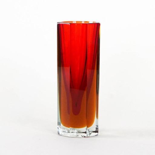Red glass vase, Czech design, 1960s, made in the Czech Republic