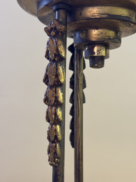 Image 1 of Rare Art Nouveau pendant lamp | 3 perfect original opal glass shades | 1905–1925