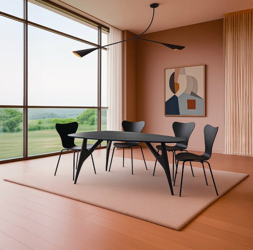 GREYGE TED Ash Nero Dining Table 240 cm – Handmade Solid Wood Designer Table Made in Italy