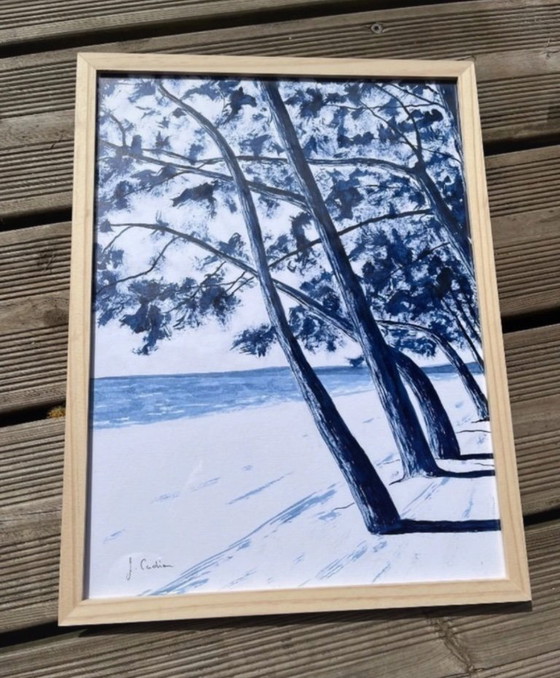 Image 1 of Inchiostro indaco su carta bianca, 40x30cm