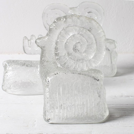 Image 1 of Set di 3 statuette vintage di animali in vetro pressato: Pavel Panek, Capanna di Rudolfova, anni '70