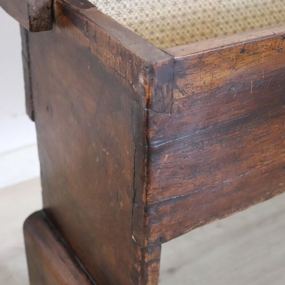 Panca lunga antica in noce con contenitore, Italia inizio XVIII secolo – Panche, Legno (photo 11 of 18)