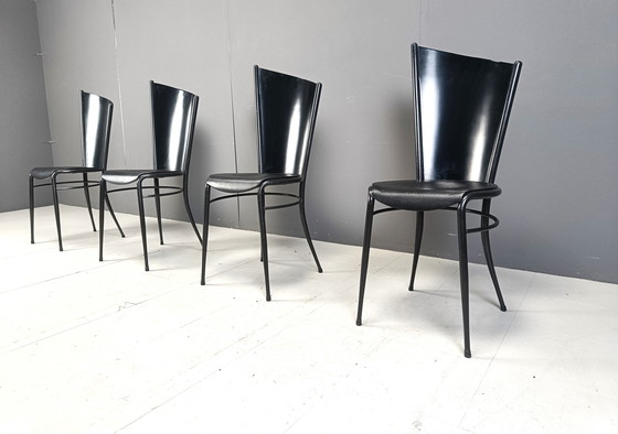 Image 1 of Post Modern Wooden Dining Chairs, 1980S - Set Of 4