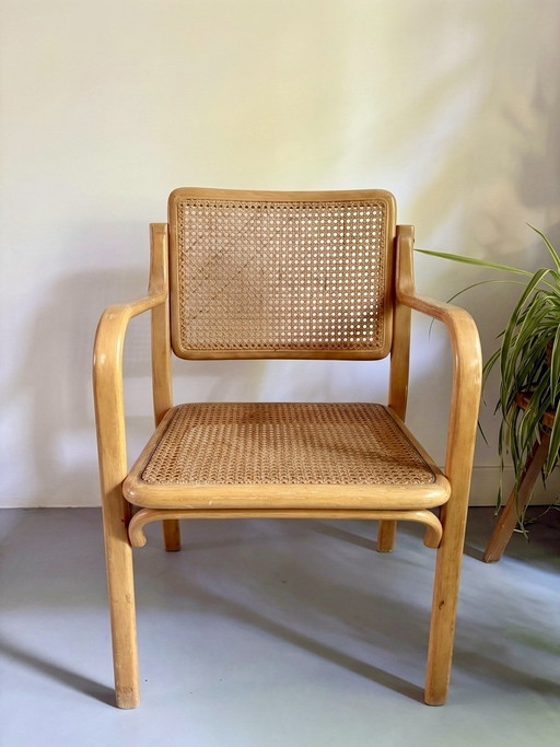 B-16 Stoel uit de jaren 70, ontworpen door Mirjana Maračić – fauteuils, Wood, Rattan