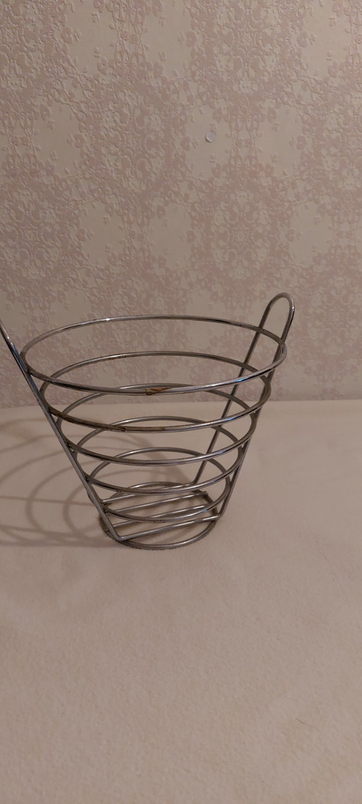 Vintage Chrome Fruit Bowl Wire Basket