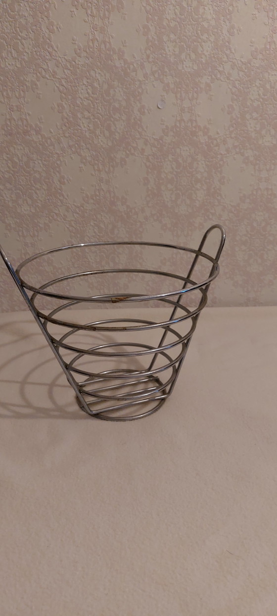 Image 1 of Vintage Chrome Fruit Bowl Wire Basket