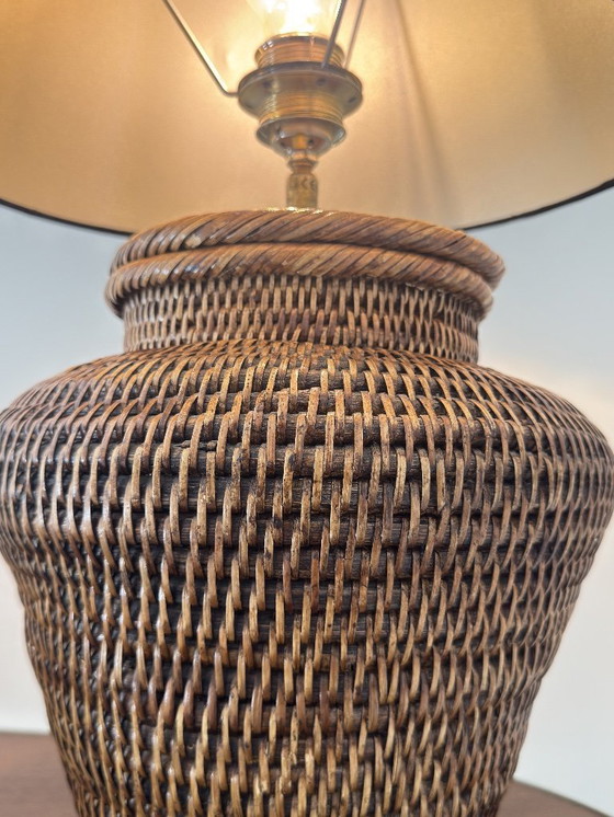 Image 1 of Luxury hand-woven rattan / wicker / bamboo vintage table lamp