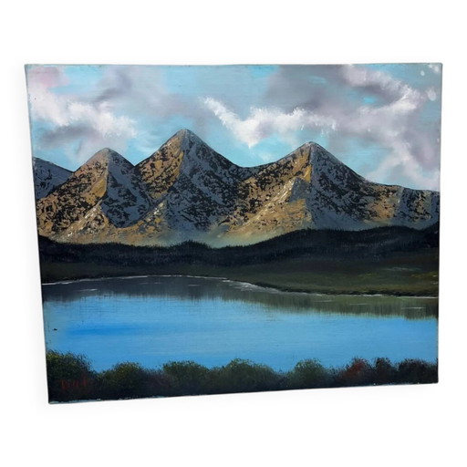Oil on canvas Mountain landscape