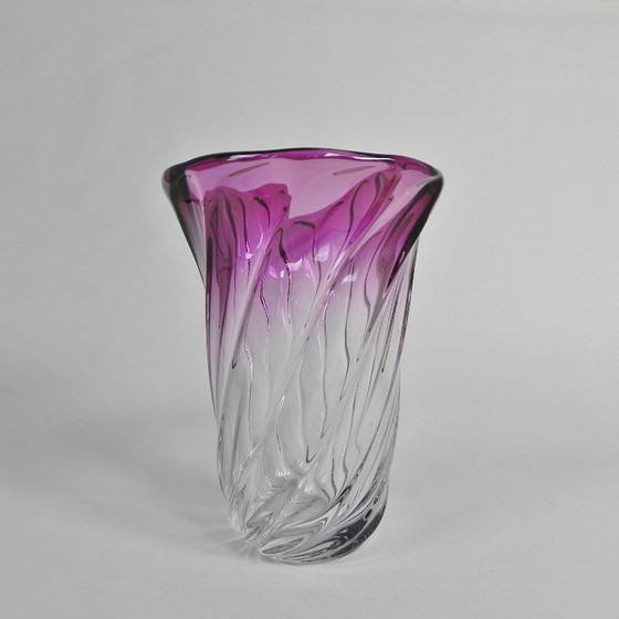 Image 1 of Heavy Val Saint Lambert vase, Torsade model, 1950s