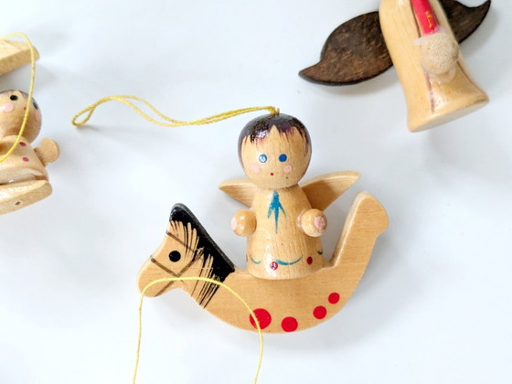Image 1 of 19 x Midcentury houten kerstversieringen | Handbeschilderd, Erzebirge, Duitsland