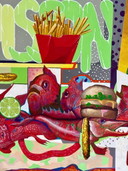 Richard Calcus gigantic painting circa 1980 - Poisson Rouge - 150/100cm