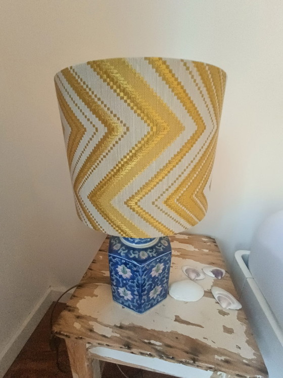 Bedside lamp, Table lamps, Ceramic, Textile, Blue (photo 2 of 6)