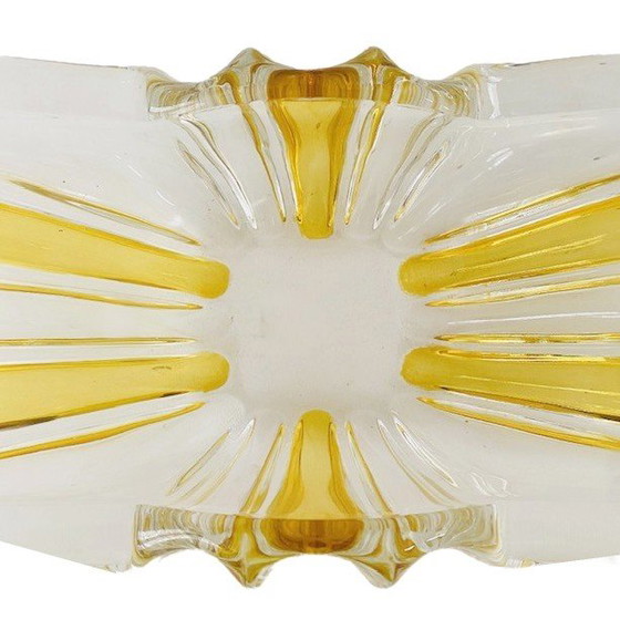 Image 1 of Cuenco de vidrio prensado amarillo de August Walther & Söhne, años 70