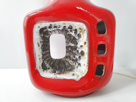 Image 1 of Vintage 1960s Red Ceramic & Lava Table or Floor Lamp