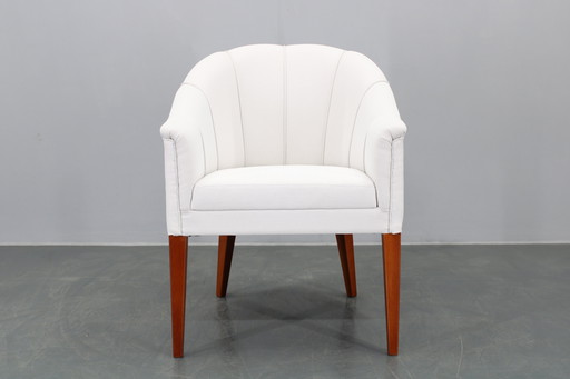 Fauteuil vintage en cuir restauré, Tchécoslovaquie