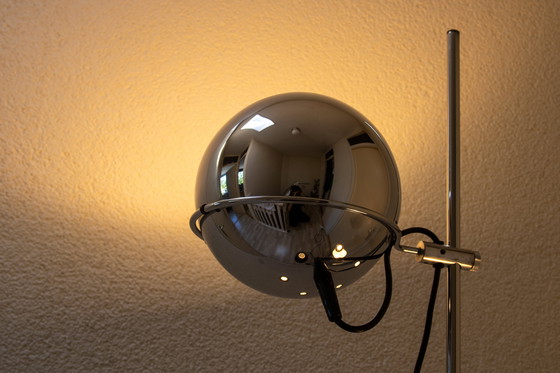 Image 1 of Lampadaire Vintage Chrome Eyeball probablement par GEPO, Lampe Rétro Space Age restaurée