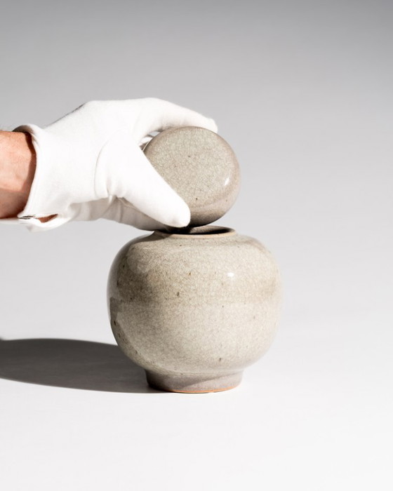 Image 1 of Wendelin Stahl Studio Ceramic Tea Caddy Lidded Vessel Alemania 1983 Studiokeramik
