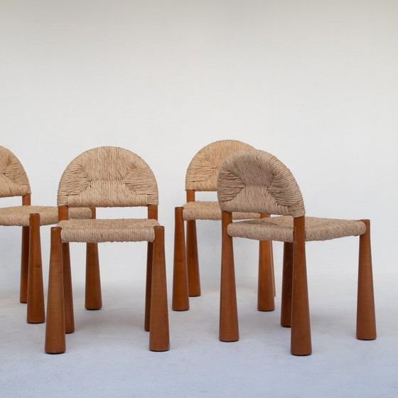 Image 1 of Set mit 6 Alessandro Becchi „Toscanolla“ Esszimmerstühlen für Giovannetti