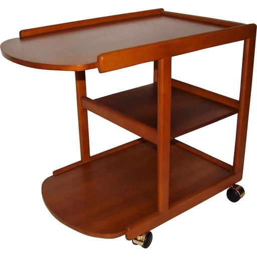 Barra móvil vintage en madera de haya y teca, 1970