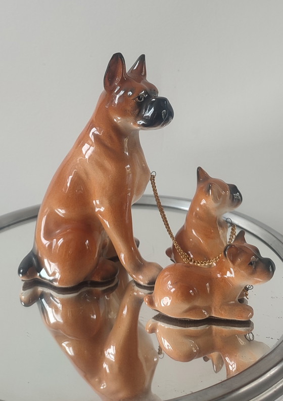 Image 1 of Famille de Boxers en Céramique Vintage (1950/60)