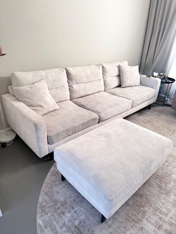 Image 1 of Beautiful Enzo Luca Ombre 3.5-seater sofa & footstool – ecru velvet