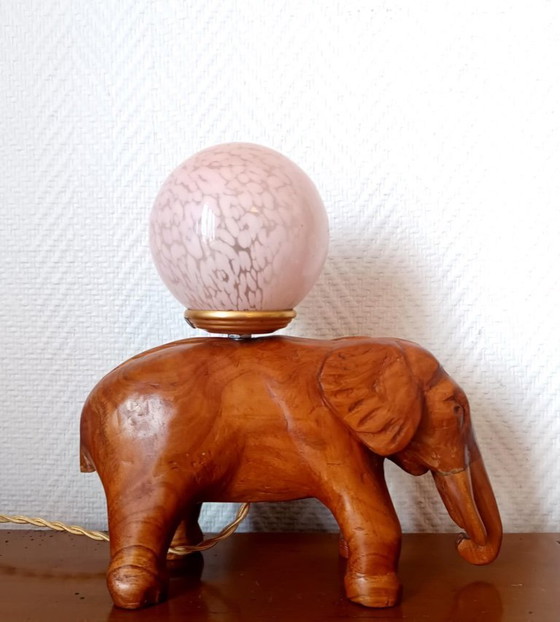 Image 1 of Lampada a forma di elefante in vetro Clichy, Art Déco