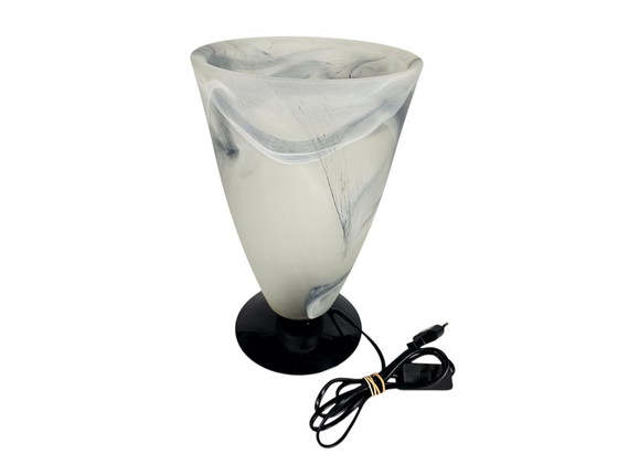 Image 1 of Licht ´88 - Dutch Design - Tafellamp - Kelklamp - Gemarmerd Glas - 80's