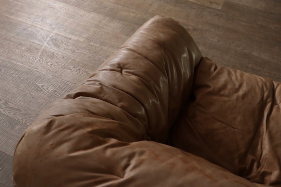 Image 1 of Ligne Roset Sloop Sofa By Michel Ducaroy In Cognac Leather, 1970s