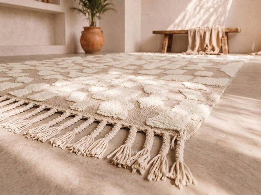 Luxuriöser marokkanischer Berberteppich aus Naturwolle, 230/350 cm – vloerkleden en tapijten, Wool (photo 2 of 8)