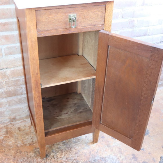 Image 1 of Vintage tall marble bedside table