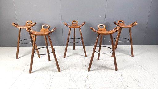 Tabourets de bar brutalistes du Mid Century - Lot de 5, années 1960