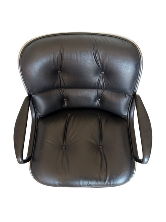 Image 1 of Authentic Charles Pollock Executive Desk Chair for Knoll - Black Leather
