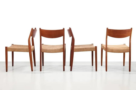 Set of four teak and papercord Marten Franckena chairs for Fristho – Dining chairs, Scandinavian (photo 4 of 8)